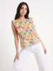 Colorful Garden Button-Front Sleeveless Top