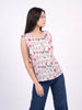 Coral Blossom Button-Front Sleeveless Top