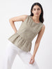 Olive Geometric Peplum Sleeveless Top