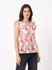 Off White Rust Floral Ruffle Peplum Top