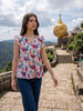 Multicolor Rose Ruffle Sleeve Top
