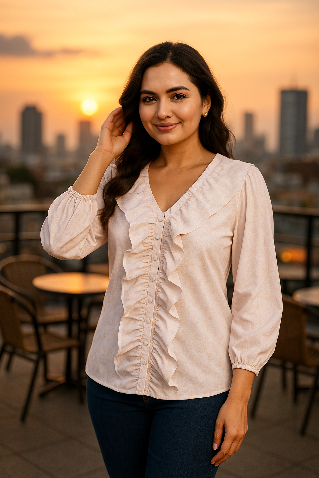 Women floral block printed shirt