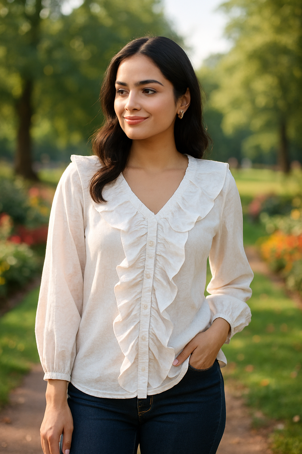 Women floral block printed shirt