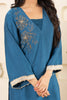 embroidered-v-neck-bell-sleeve-blue