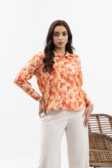 Orange Printed Shirt for Beach  Wear