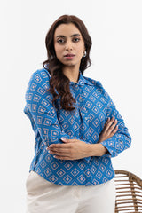 Blue Diamond Pattern Printed Shirt