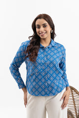 Blue Diamond Pattern Printed Shirt