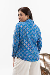 Blue Diamond Pattern Printed Shirt