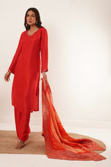 mirror-work-in-red-kurti-set-with-printed-brocade-dupatta