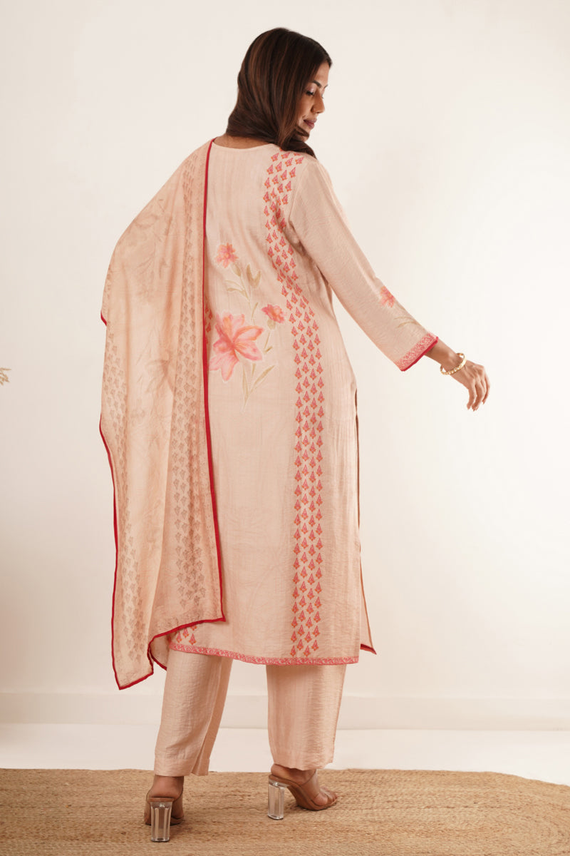 Handwork Cream Suit set with dupatta