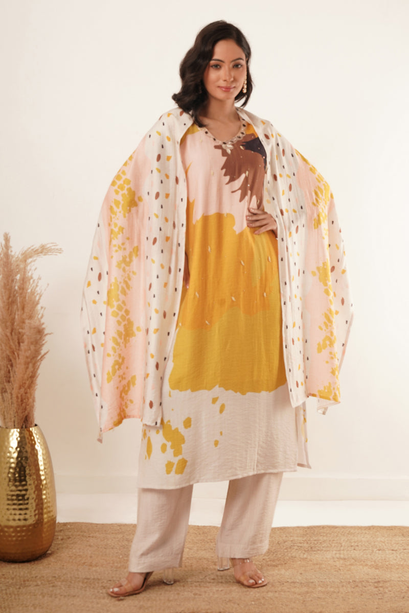 Handwork Desginer Yellow Suit Set With Dupatta