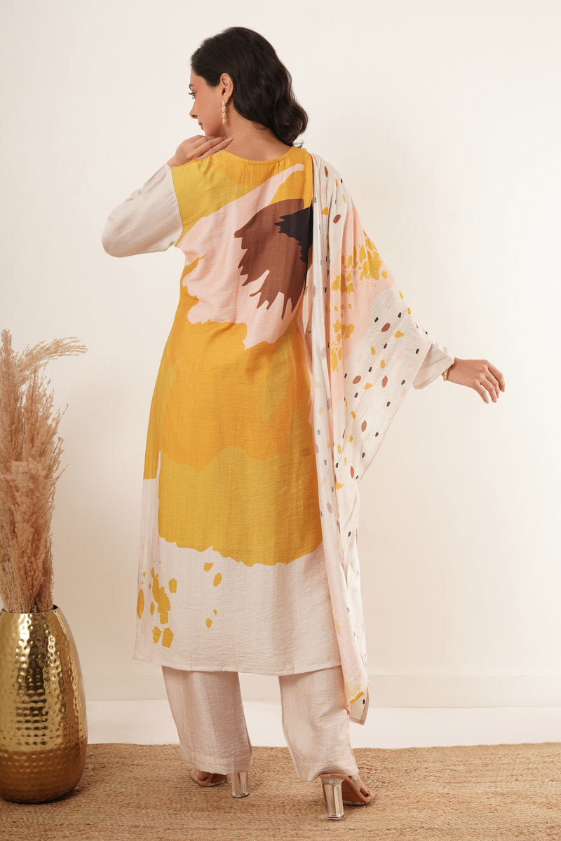 Handwork Desginer Yellow Suit Set With Dupatta