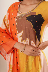 Handwork Desginer Orange Suit Set With Dupatta