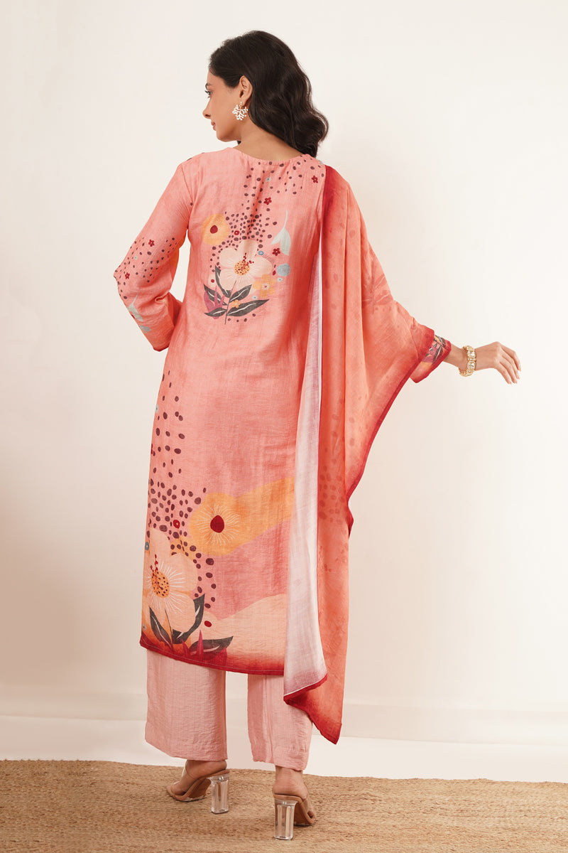 Handwork Desginer Pink Suit Set With Dupatta