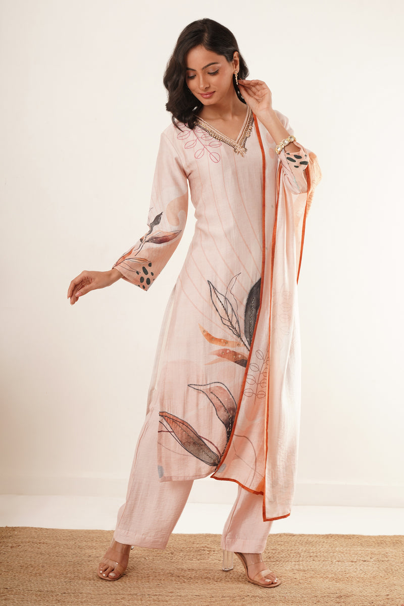 Handwork Desginer Light Cream Suit set with dupatta