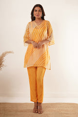 V-Neck Kurti set - Yellow