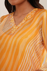 V-Neck Kurti set - Yellow