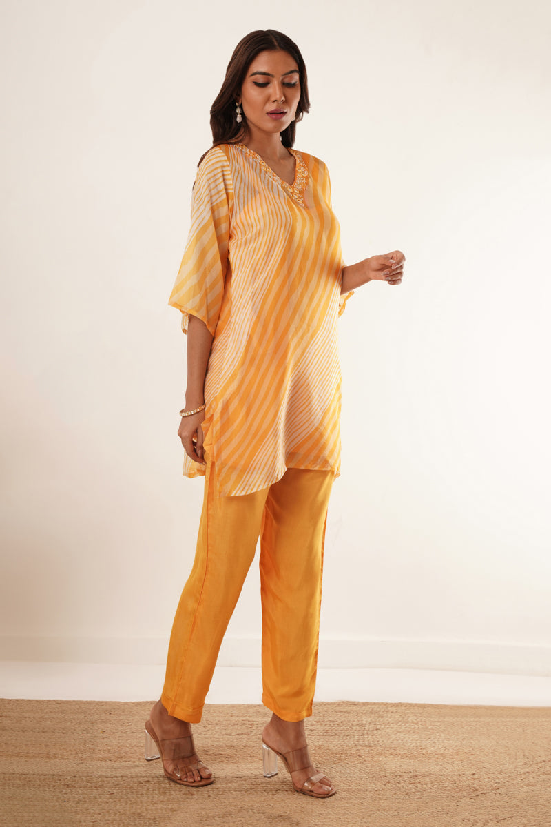 V-Neck Kurti set - Yellow