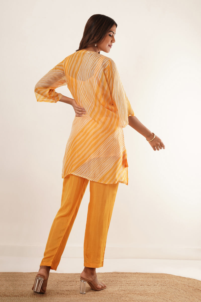 V-Neck Kurti set - Yellow