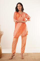 V-Neck Kurti set - Orange