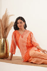 V-Neck Kurti set - Orange