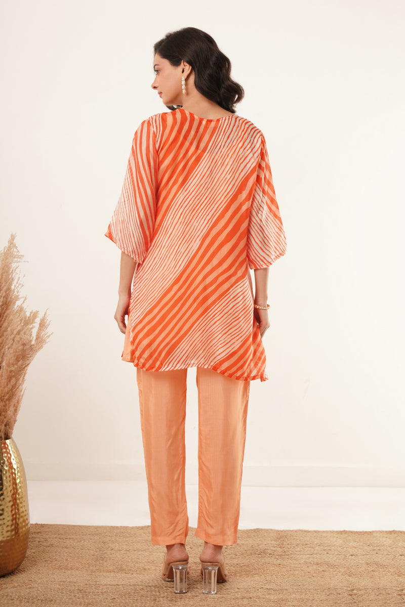 V-Neck Kurti set - Orange