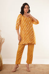 V-Neck Kurti set - Mustard