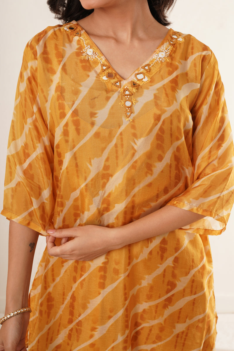 V-Neck Kurti set - Mustard