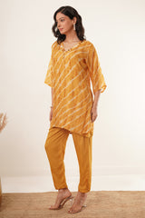 V-Neck Kurti set - Mustard