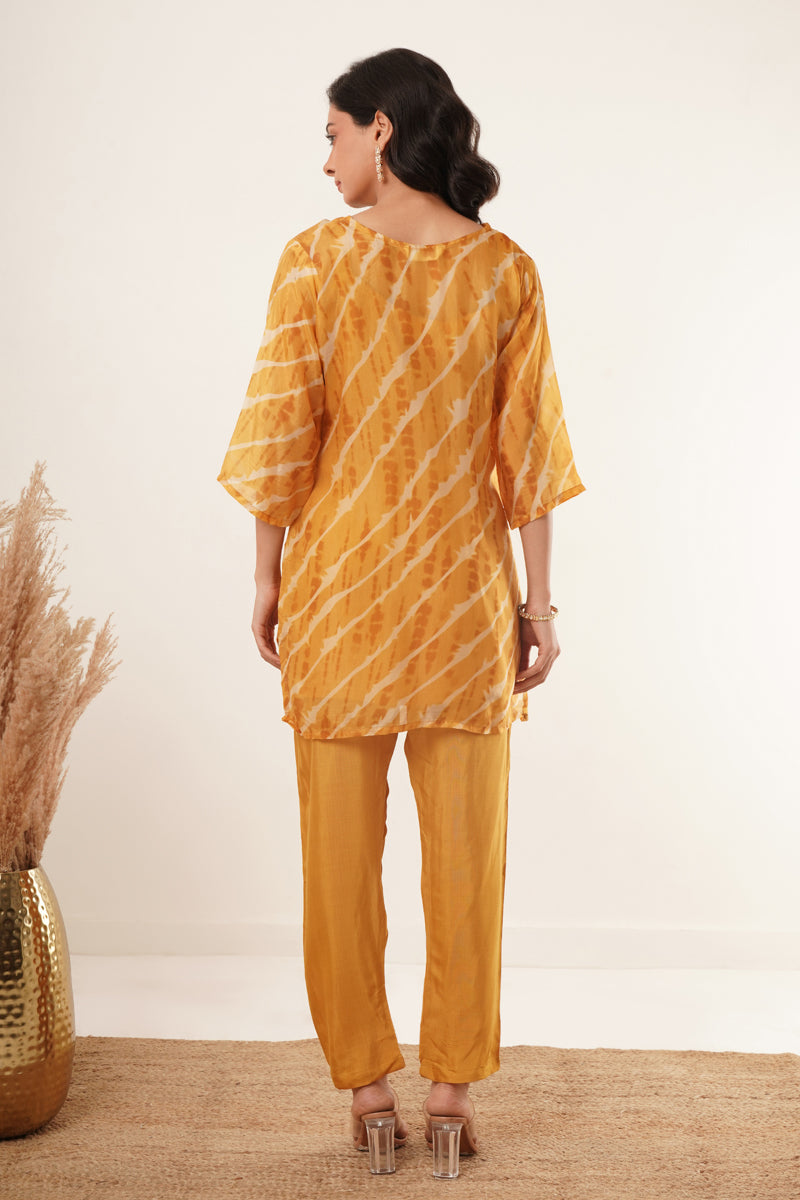 V-Neck Kurti set - Mustard