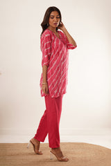 V-Neck Kurti set - Pink