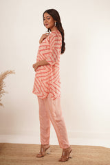 V-Neck Kurti set - Peach