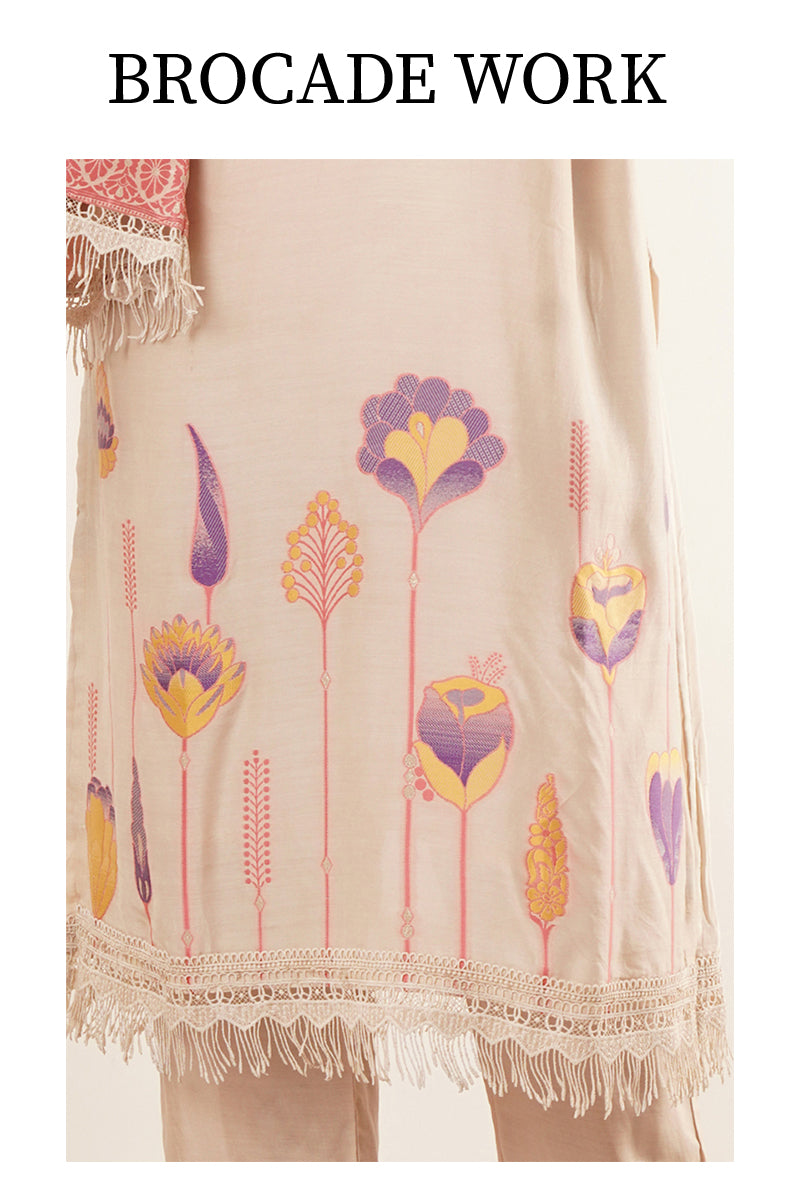 Brocade Kurti neck Designs With Pants