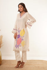 Neck Handwork With Lace Floral Printed kurti Set