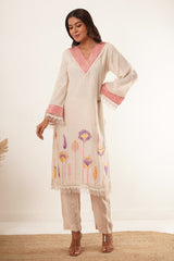 Handwork With Lace Floral Printed kurti Set