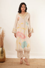 Neck Handwork With Lace Floral Printed kurti Set