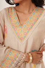 Neck Handwork With Lace Floral Printed kurti Set