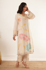 Neck Handwork With Lace Floral Printed kurti Set