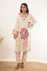 Neck Handwork With Lace Floral Printed kurti Set