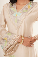 Neck Handwork With Lace Floral Printed kurti Set