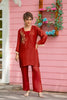 Red Handwork V-Neck Tunic Kurti Set