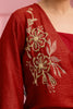 red-handwork-v-neck-tunic-kurti-set