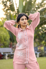 Pink Handwork Button-Down Shirt