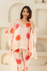 Floral Printed Cream Kaftan