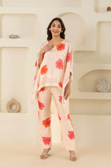 Floral Printed Cream Kaftan