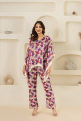 Purple Floral Printed Kaftan