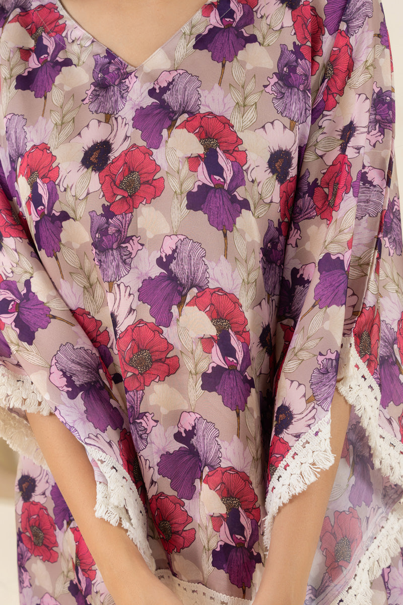 Purple Floral Printed Kaftan