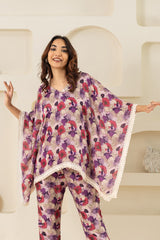 Purple Floral Printed Kaftan