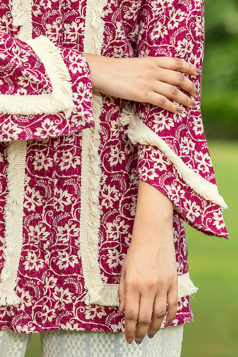 Maroon Floral Print Shirt Set