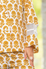 Yellow Geometric Printed Party Wear